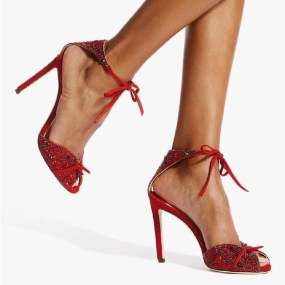 Like new JIMMY CHOO Talaya 100 Crystal Embellished suede sandals 36 - Picture 4 of 15